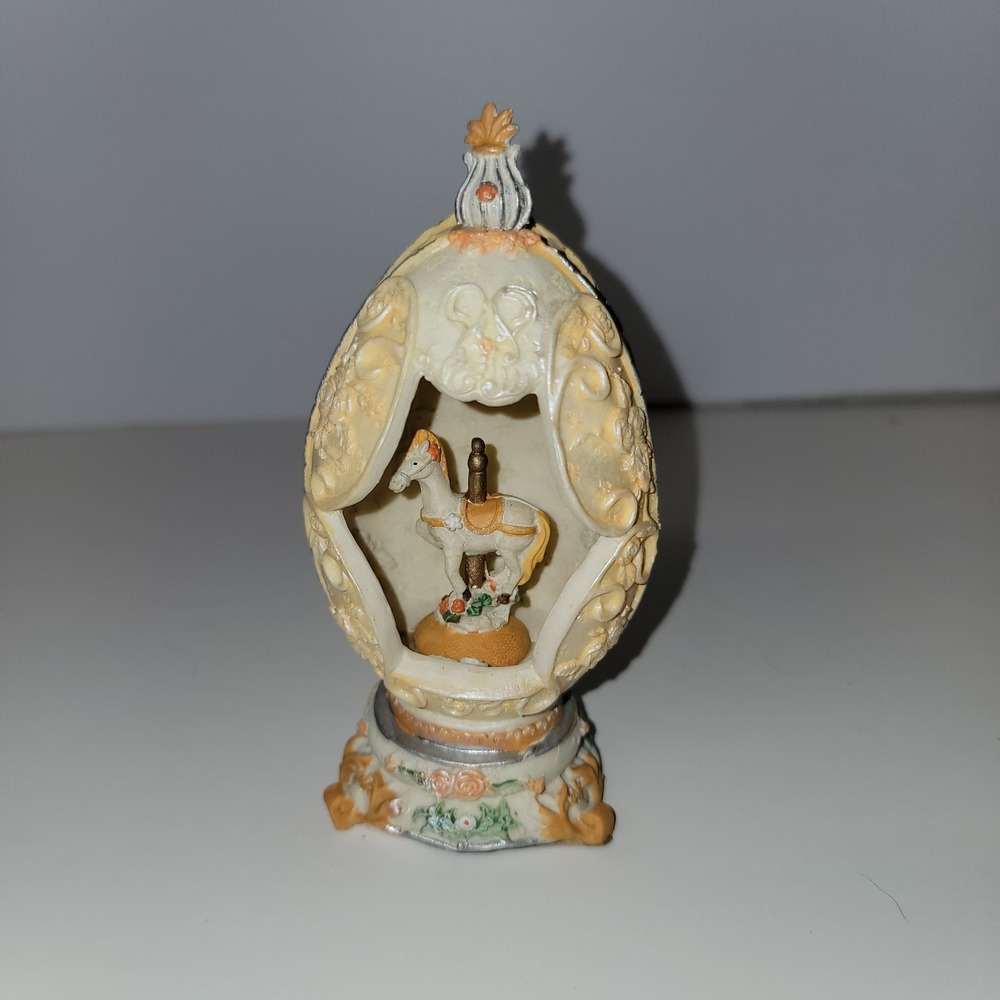 Vintage resin Carousel Egg By K's Collection. 5" Tall Light‎ Orange
